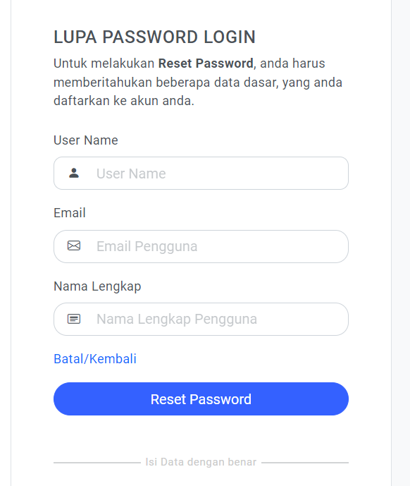 Form Lupa Password e Rapor