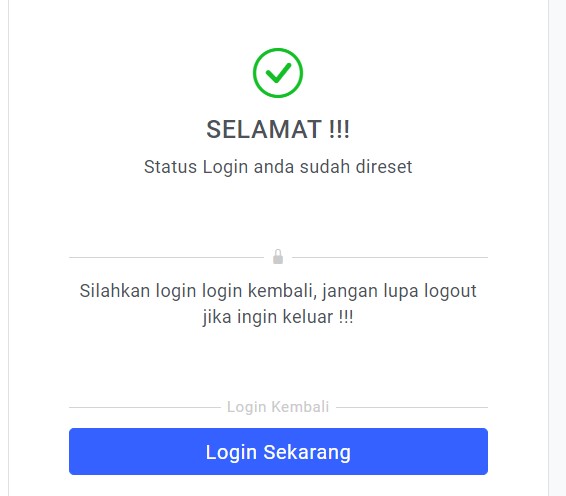 Reset Login User Berhasil