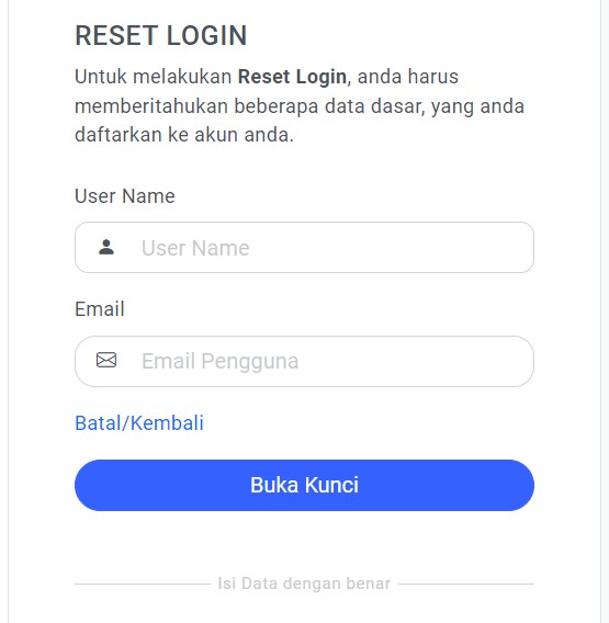 Form reset Login Rapor SP