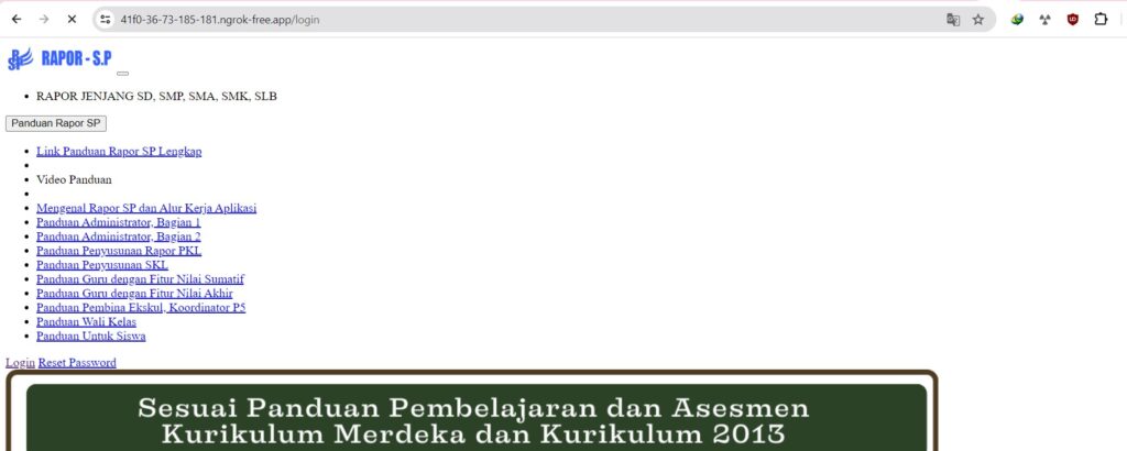Mengatasi tampilan e rapor yang berantakan di ngrok