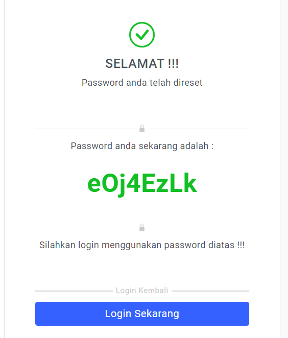 reset password e rapor berhasil