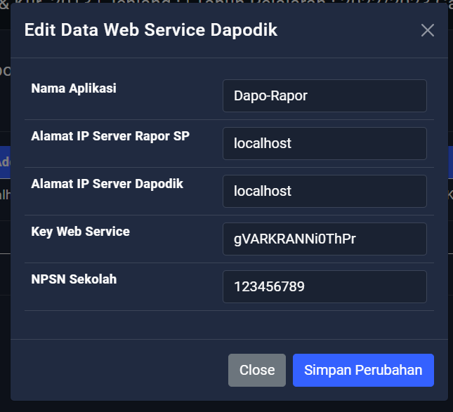Form setting webservice dapodik