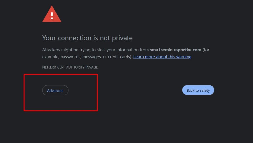 Connection Not Private